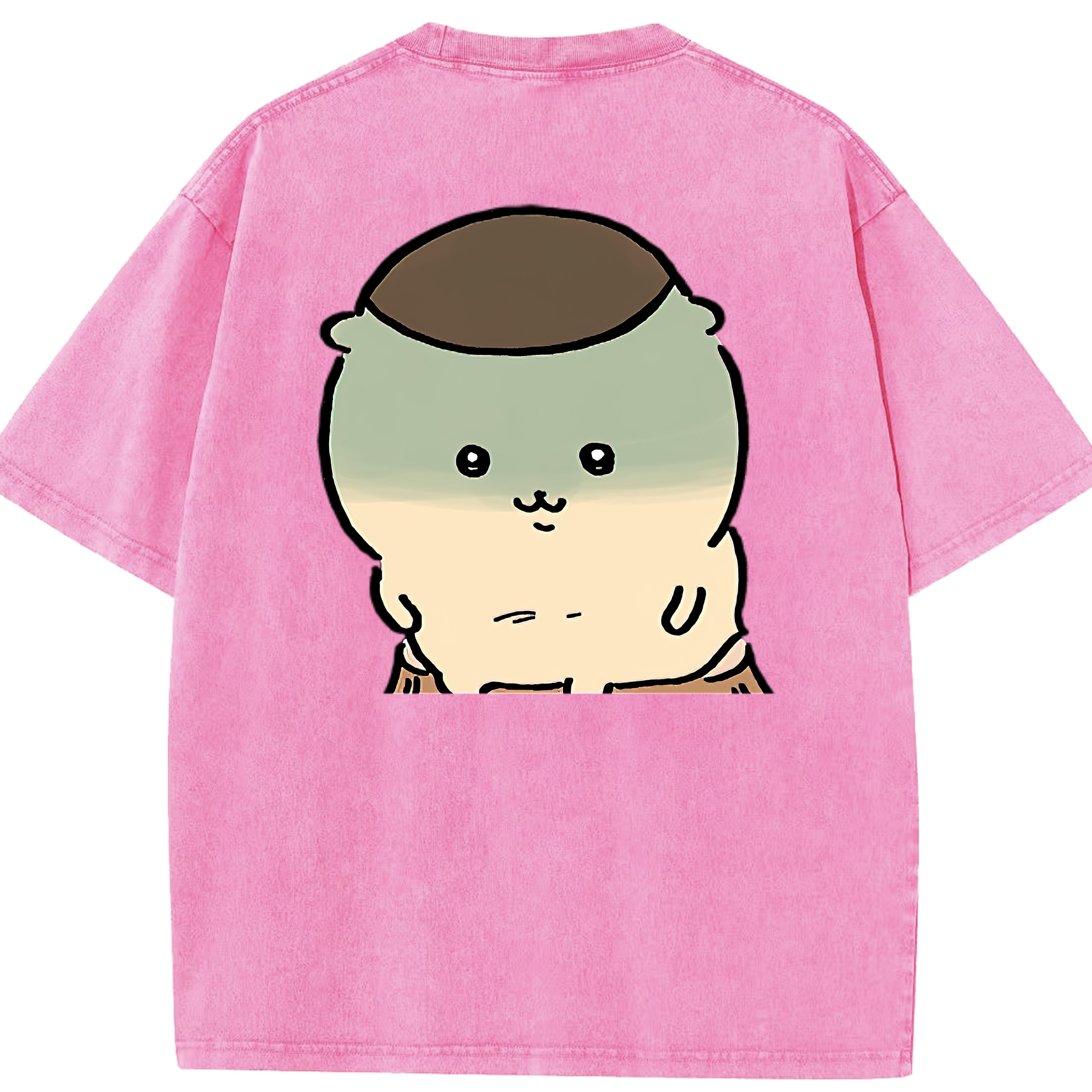 （画像用） ちいかわ くりまんじゅう Chii-kawa kuri manjū 綿100% ヴィンテージ風 半袖Tシャツ（背面プリント）